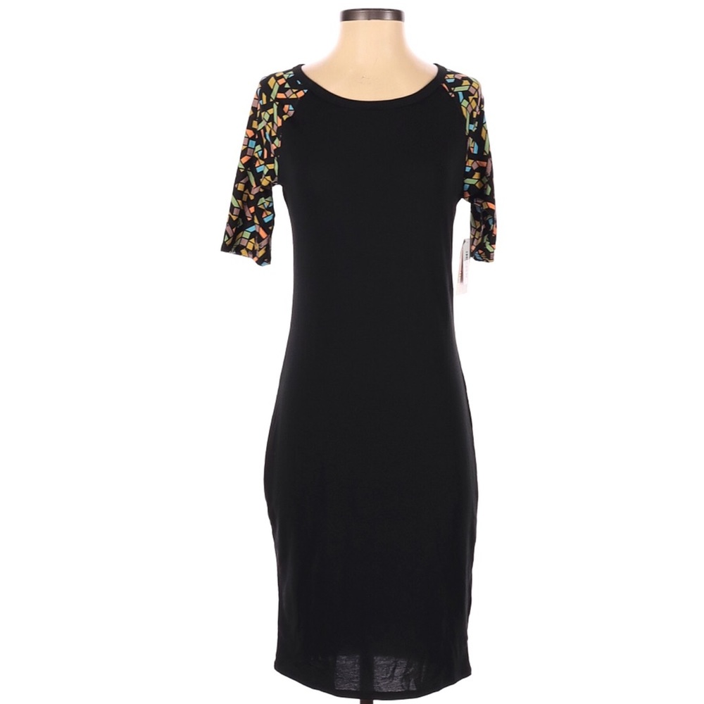 LulaRoe Julia Dress XS Black Geo NWT
